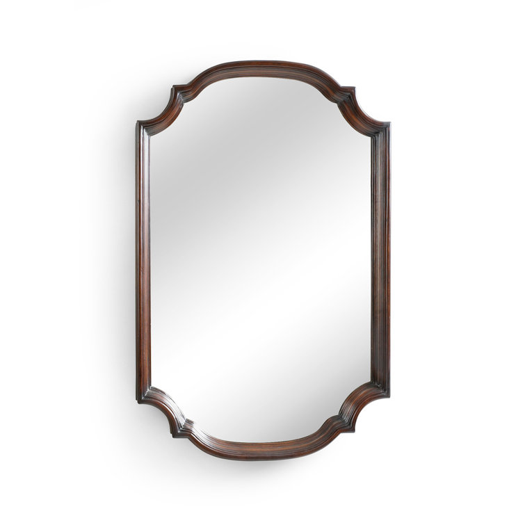 Antique Brown Wood Framed Wall Mirror