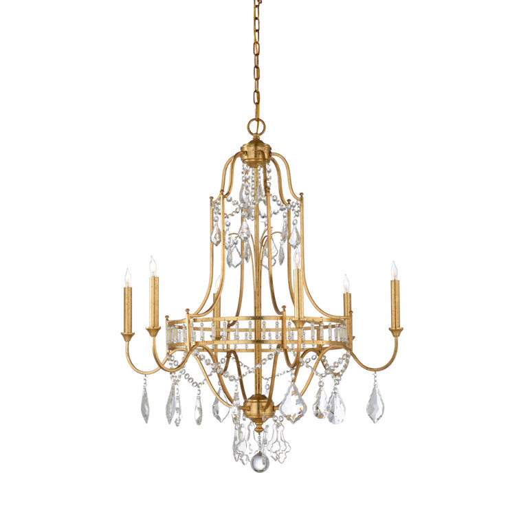 Buckhead 12-Light Antique Gold Leaf Crystal Chandelier