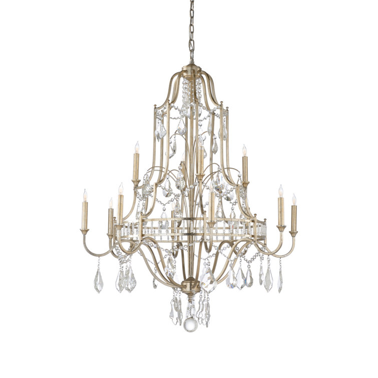 Buckhead Antique Silver Leaf 12-Light Crystal Chandelier