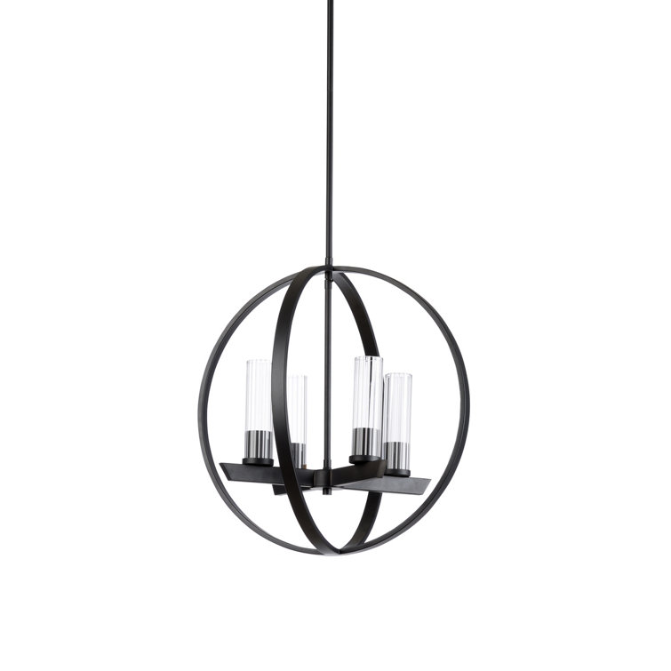 Bronze 4-Light Pendant with Clear Glass Shades