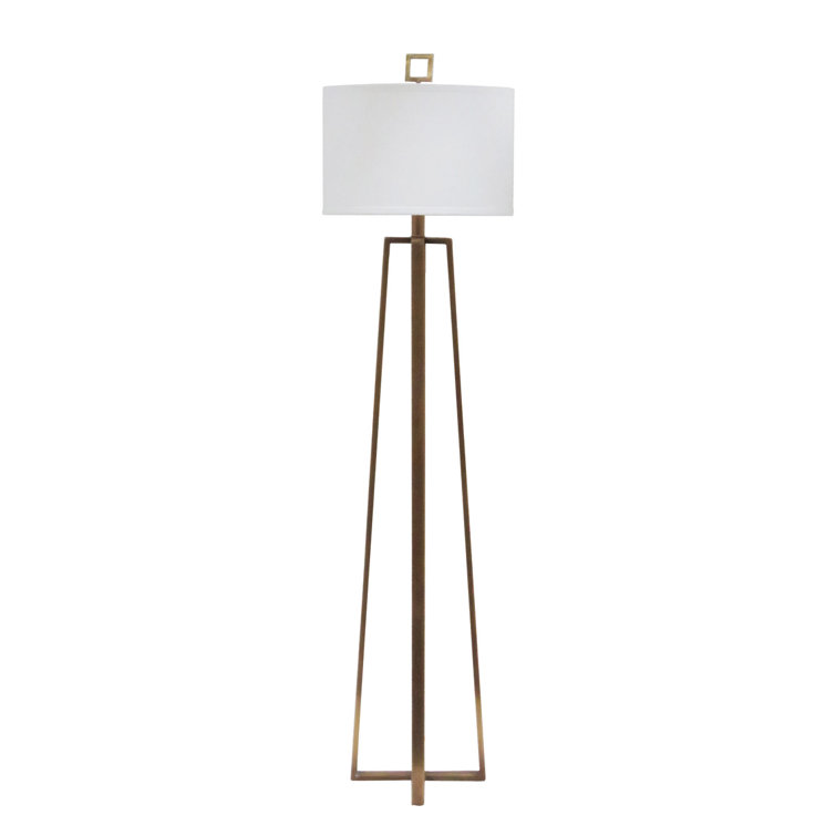 Colson Gold Finish Floor Lamp with Off-White Linen Shade