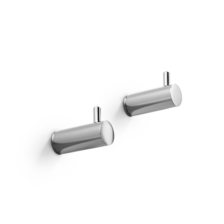 Picola Chrome Brass Wall Mounted Double Towel Hooks