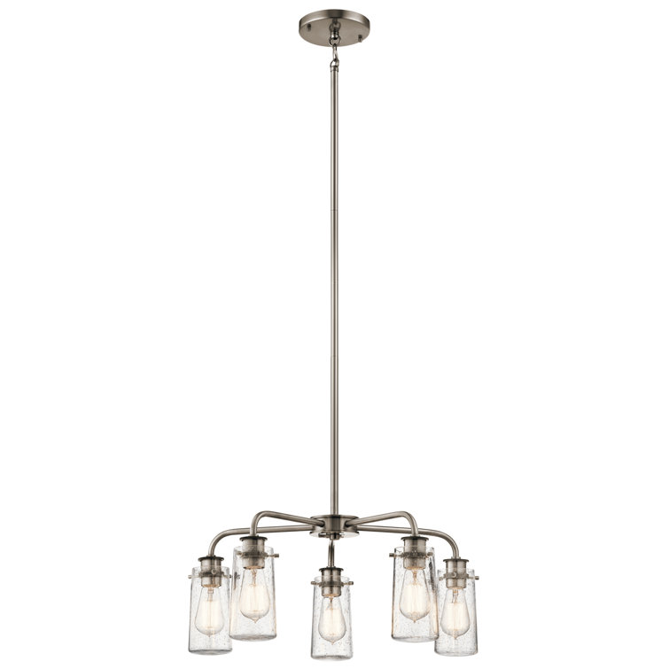 Pewter and Glass 5-Light Rustic Chandelier