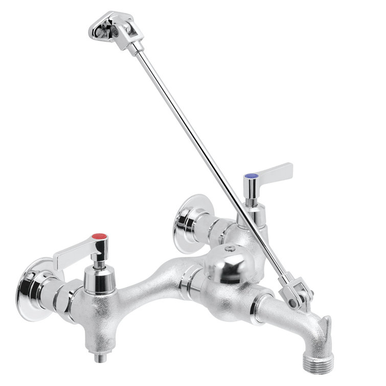 Commander Chrome Wall Mount Utility Sink Faucet with Cross Handles