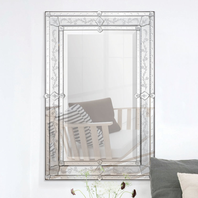 Vincenzo 29" x 41" Silver Glass Wall Mirror