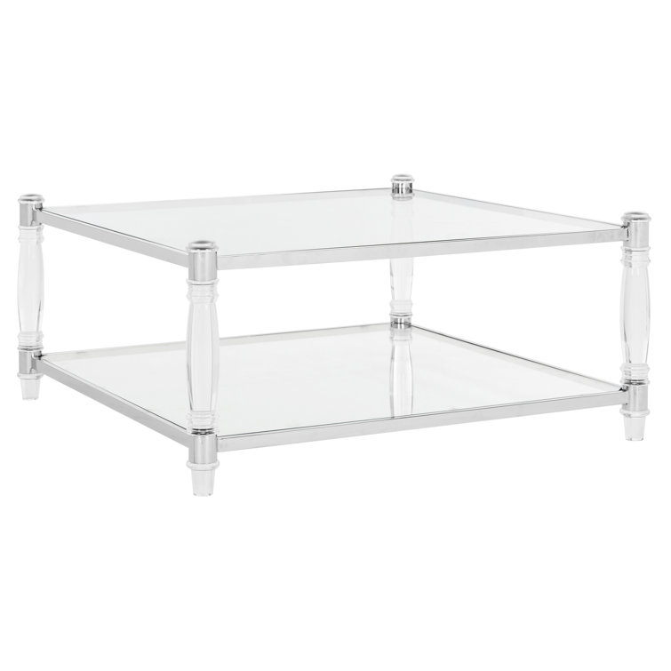 Isabelle 39'' Silver Acrylic and Glass Square Coffee Table