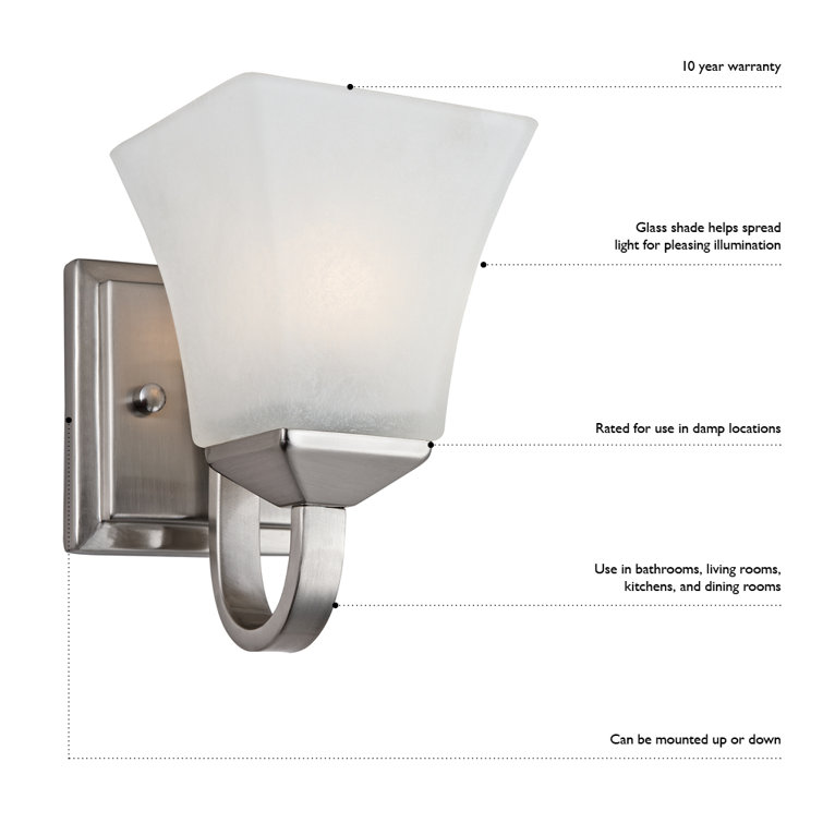 Minimalist White Glass 1-Light Wall Sconce, Dimmable and Direct Wired
