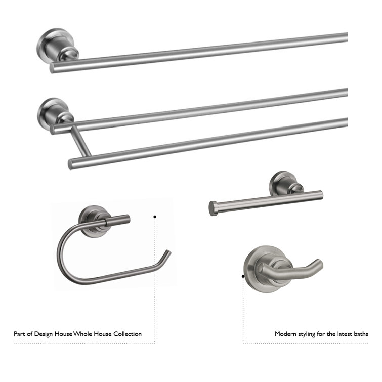 Polished Chrome Wall Mounted Rectangular Towel Ring