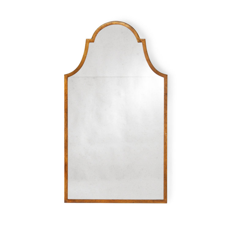 Elegant Architectural Arched Wall Mirror in Antique Gold