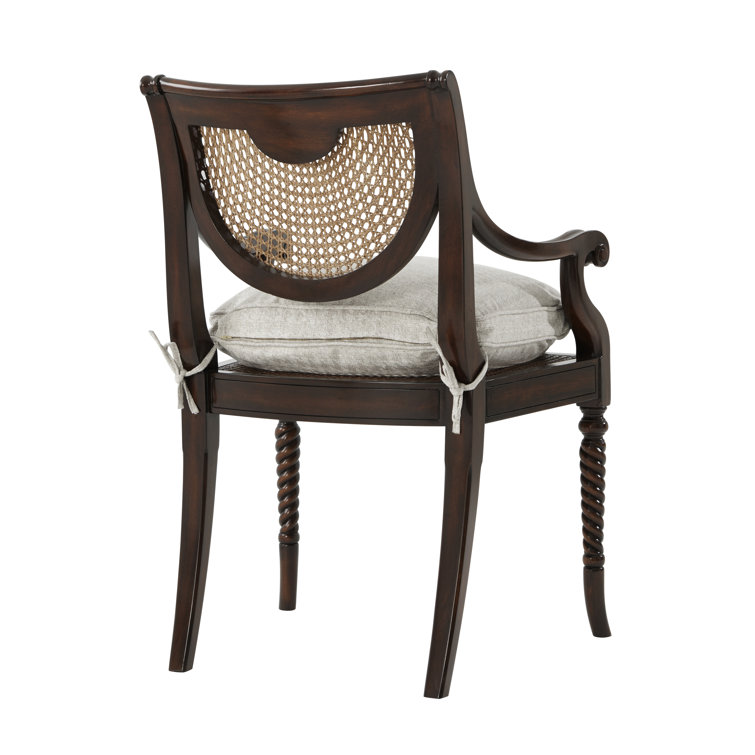 Lady Emily's Handcrafted Acacia & Cane Armchair in Barley Houndstooth