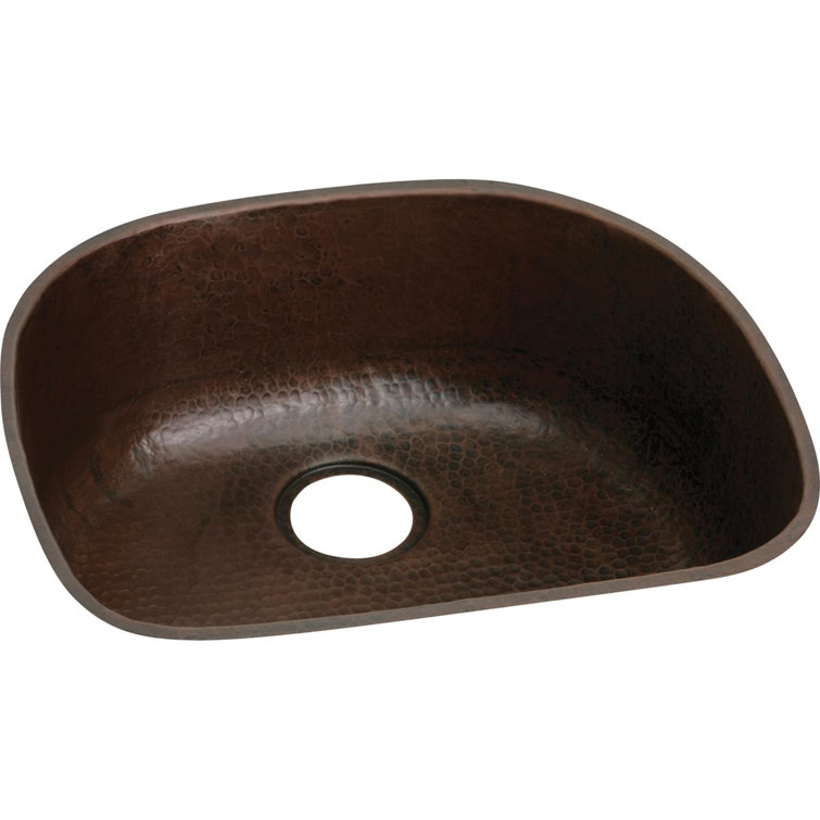 Antique Hammered Copper Undermount Kitchen Sink, 21.125"