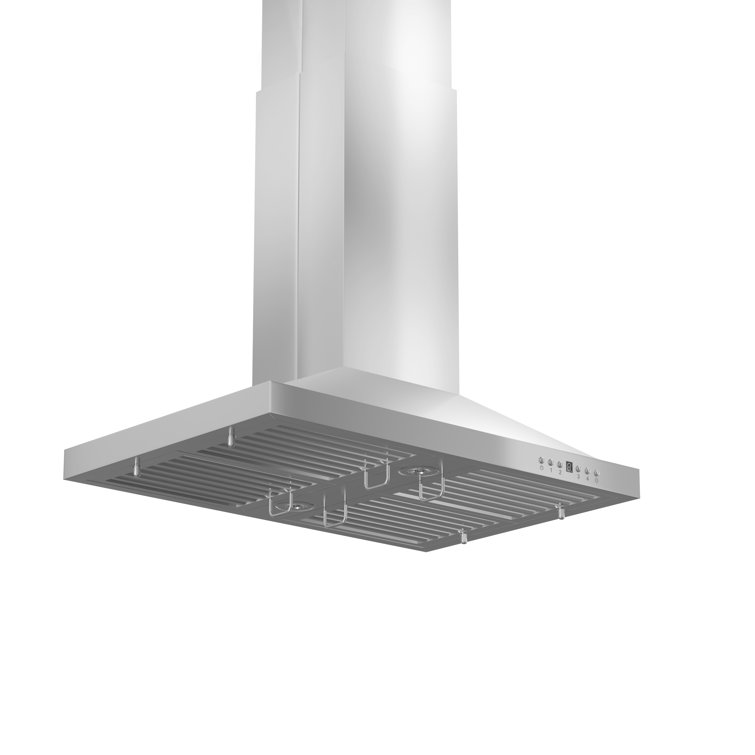 30" Stainless Steel Convertible Island Range Hood with Charcoal Filter