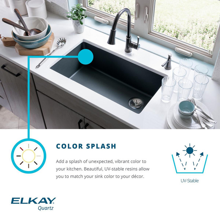 Elkay Black Quartz Classic 33" Single Bowl Drop-In Kitchen Sink