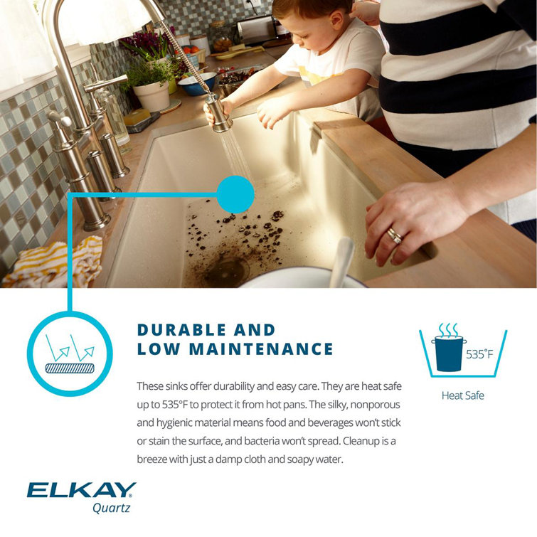 Elkay Black Quartz 33" Single Bowl Undermount Sink