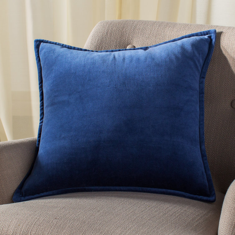 Edgar Dark Blue 18'' x 18'' Cotton Throw Pillow Cover