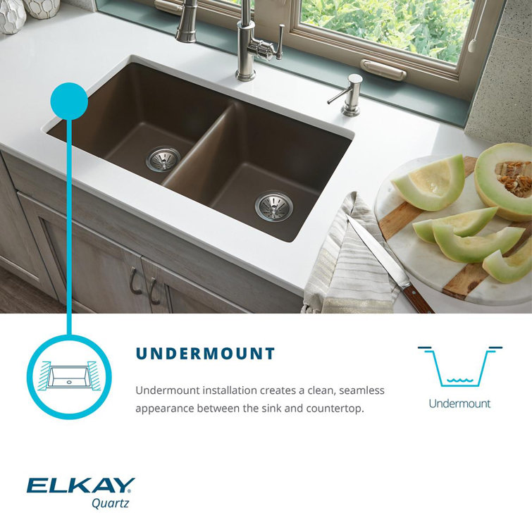 Greystone Quartz Double Bowl Undermount Kitchen Sink