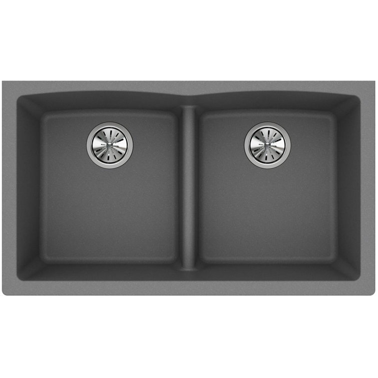 Greystone Quartz Double Bowl Undermount Kitchen Sink