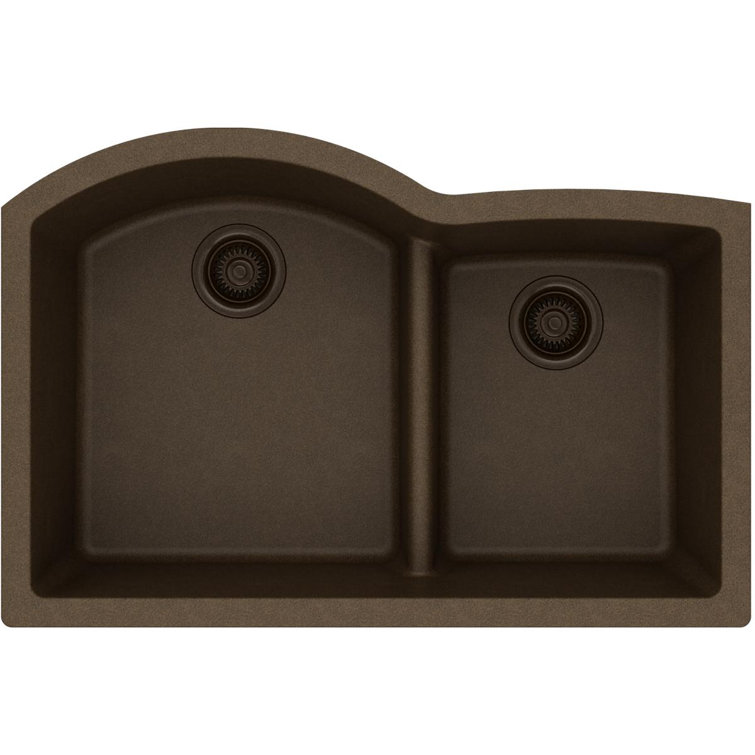 Mocha Quartz Double Bowl Undermount Kitchen Sink