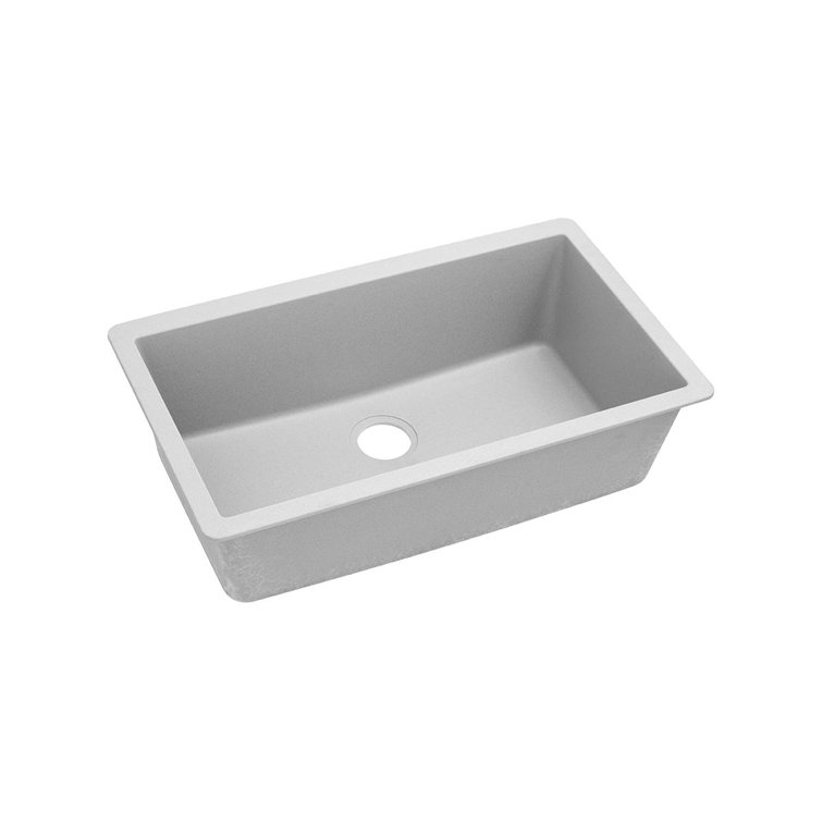 White Quartz 33" Single Bowl Undermount Kitchen Sink