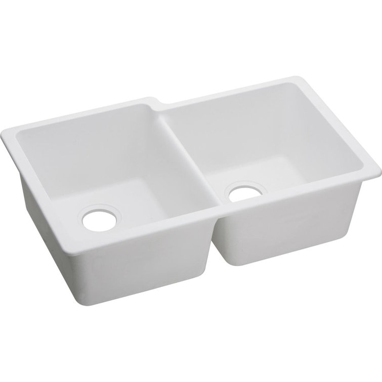 White Quartz Double Bowl Undermount Kitchen Sink