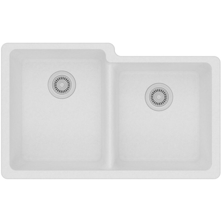 White Quartz Double Bowl Undermount Kitchen Sink
