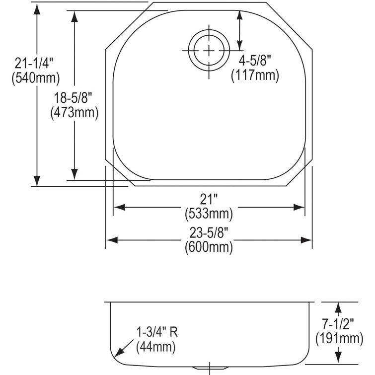 Elkay Lustertone Stainless Steel Single Bowl Undermount Sink Kit