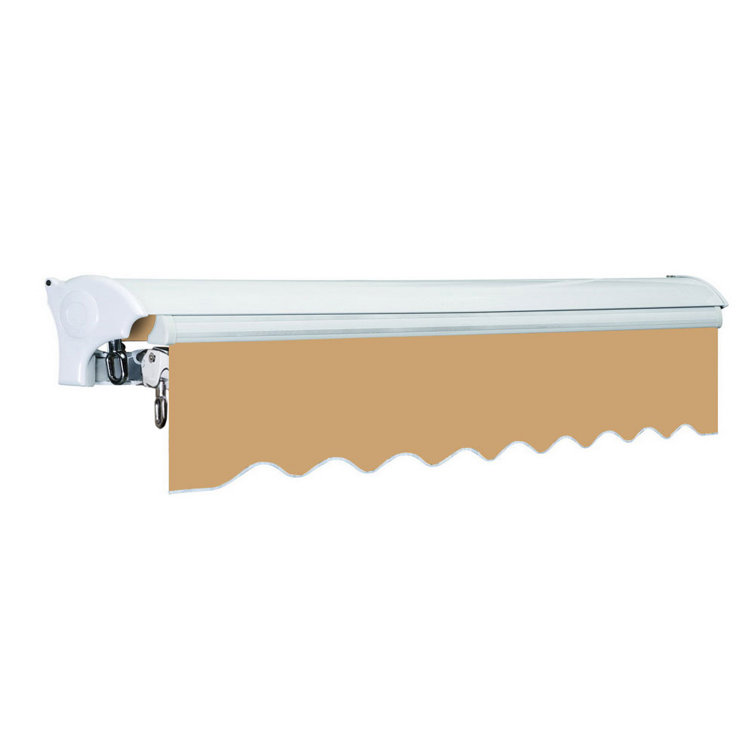 Khaki 12' x 10' Retractable Patio Awning with Aluminum Frame