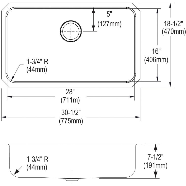 Lustertone 30.5" Stainless Steel Single Bowl Undermount Sink