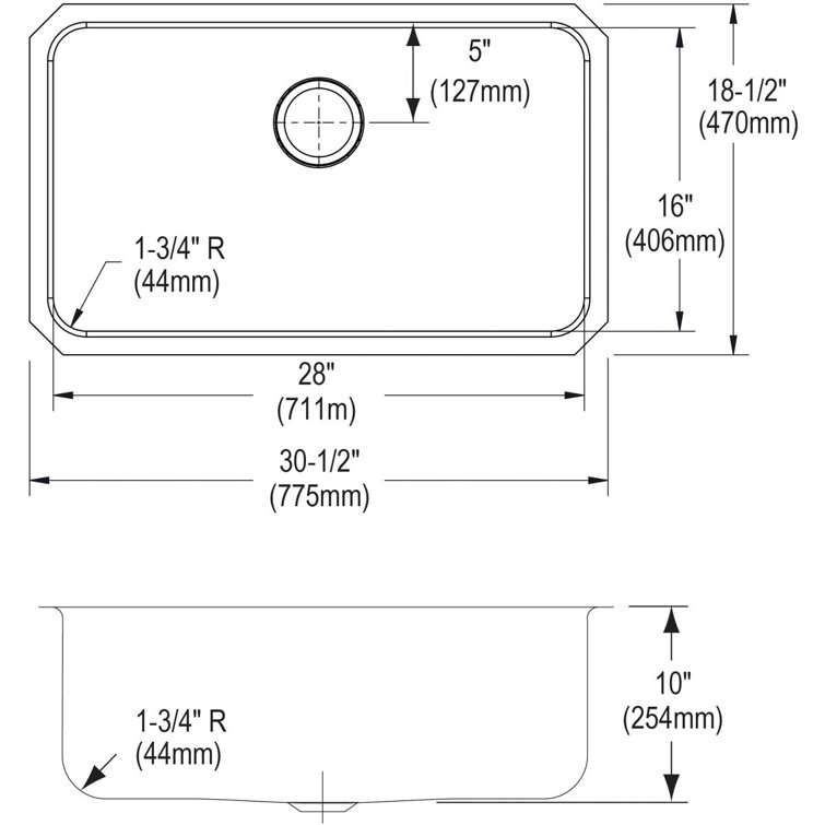 Lustertone 30.5" Stainless Steel Single Bowl Undermount Sink