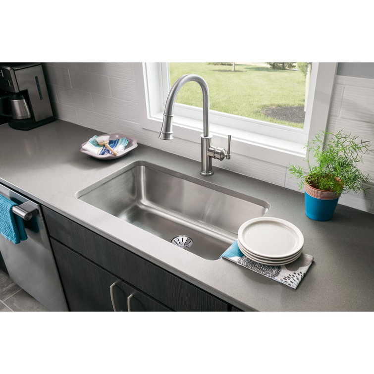 Lustertone Stainless Steel Single Bowl Undermount Kitchen Sink