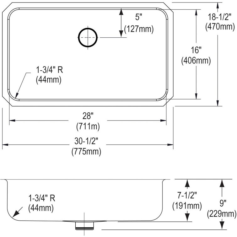Lustrous Satin 30.5" Stainless Steel Undermount Kitchen Sink