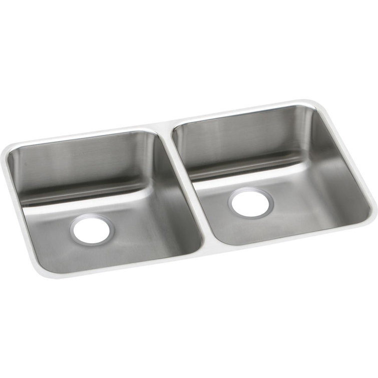 Lustrous Satin Stainless Steel Double Basin Undermount Kitchen Sink