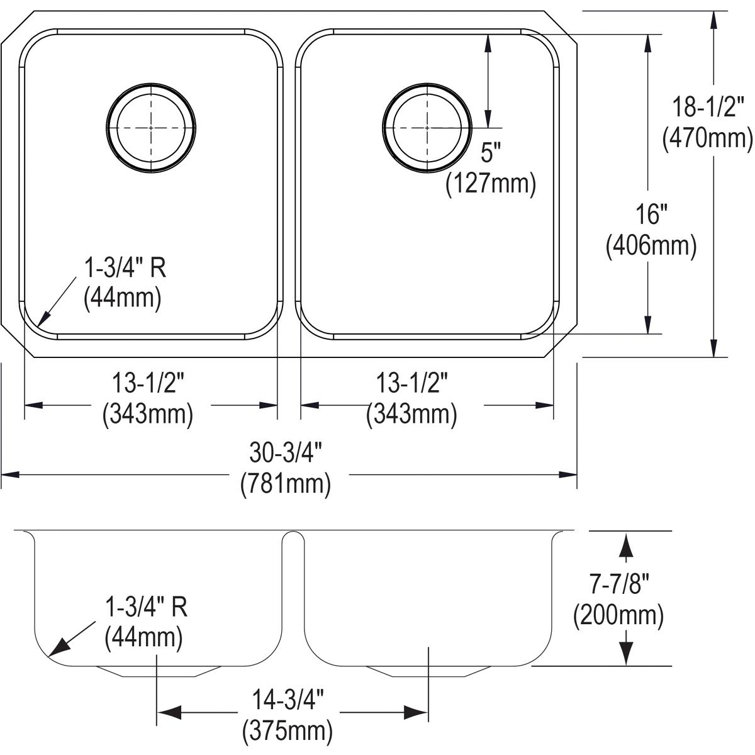 Lustrous Satin Stainless Steel Double Basin Undermount Kitchen Sink