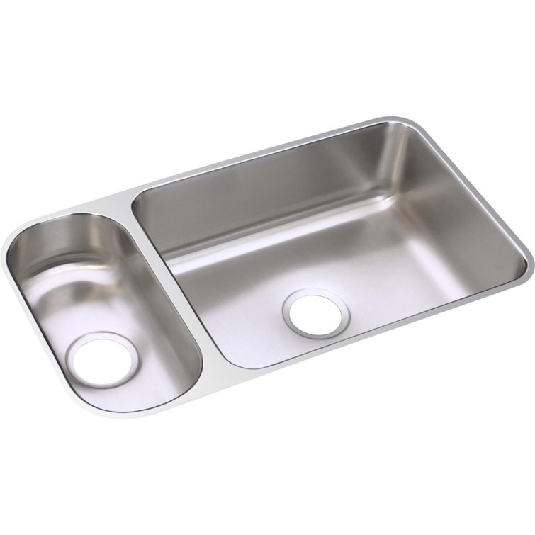 Lustertone 32" Stainless Steel Double Bowl Undermount Kitchen Sink