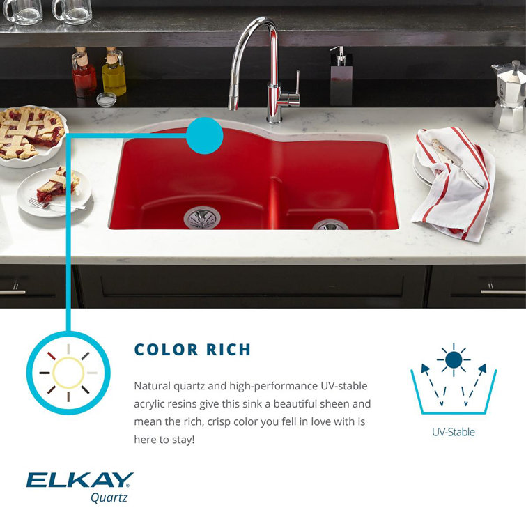 Charcoal Quartz Luxe Double Bowl Drop-In Kitchen Sink