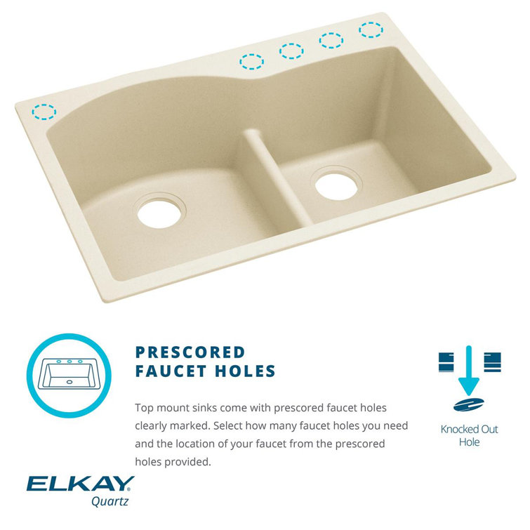 Charcoal Quartz Luxe Double Bowl Drop-In Kitchen Sink