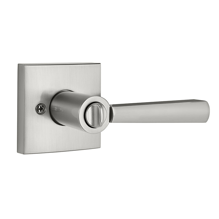 Satin Nickel Square Privacy Door Lever for Bed/Bath