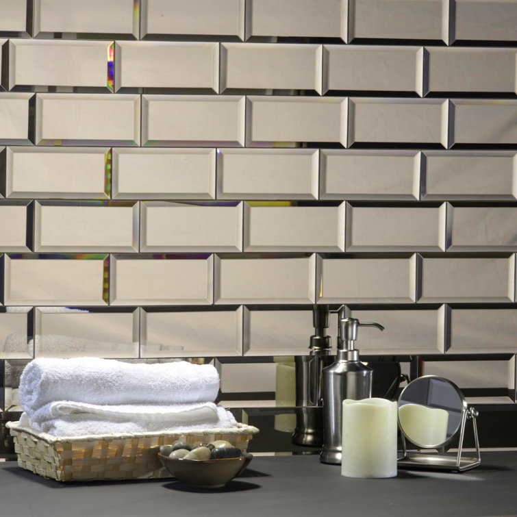 Antique Silver Beveled Mirror Glass Subway Tile for Kitchen and Bathroom