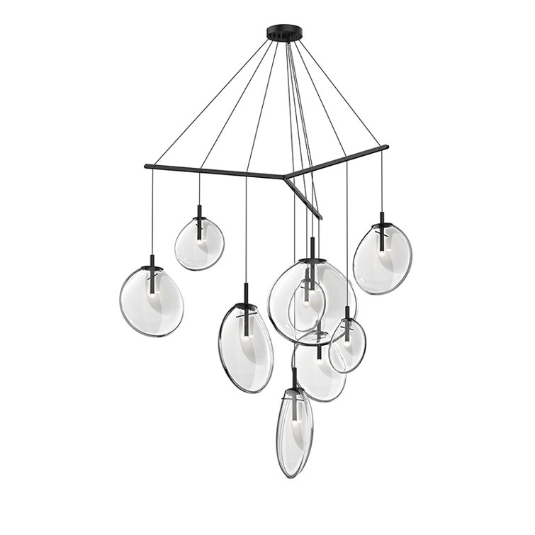 Cantina 9-Light Black and Clear Glass LED Pendant