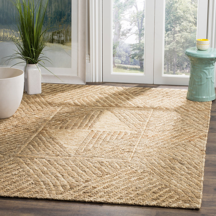 Hand-Knotted Ivory Geometric Jute Rug, 4' x 6'