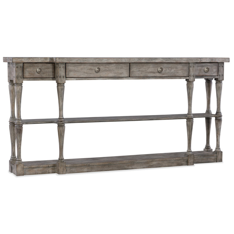 Gray Traditional 72'' Wood Console Table with Storage
