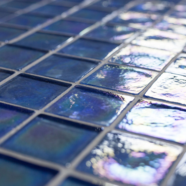 Iridescent Blue 2x2 Recycled Glass Mosaic Tile