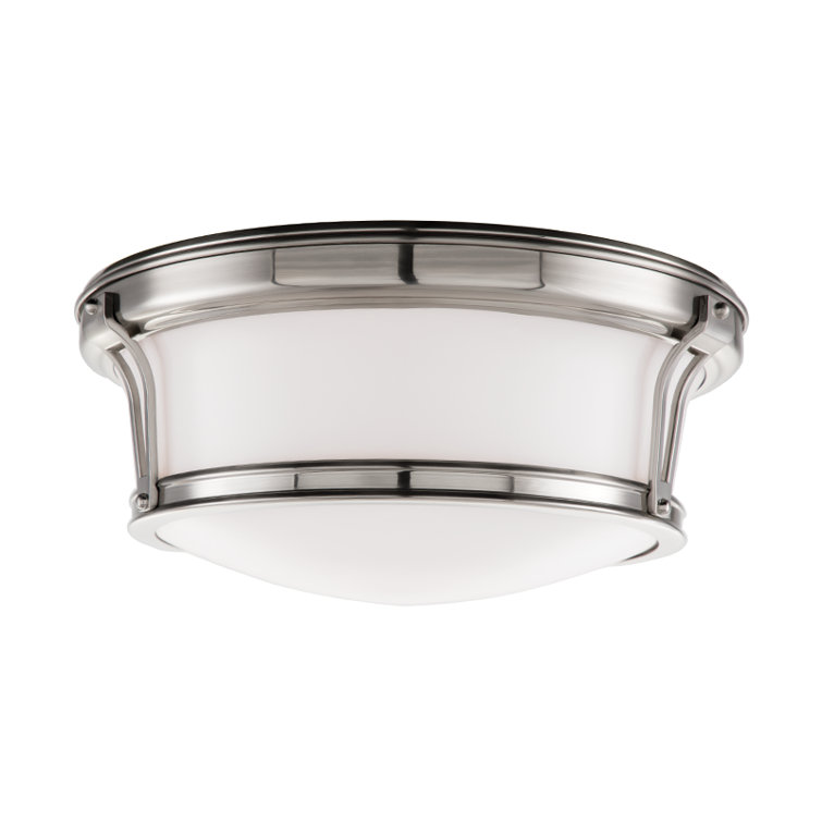 Elegant Aged Brass 2-Light Flush Mount with Opal Glass Shade