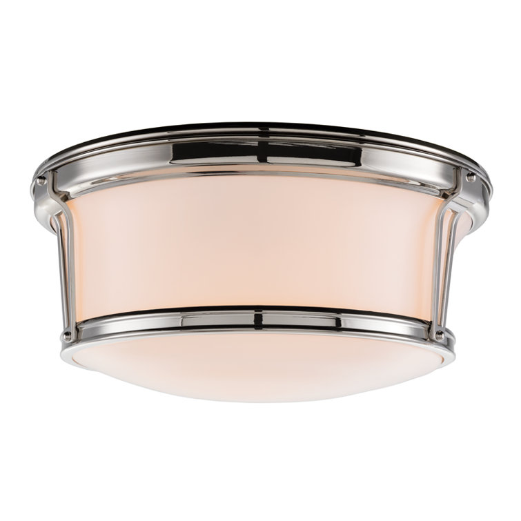 Elegant Aged Brass 3-Light Flush Mount with Glossy Opal Shade