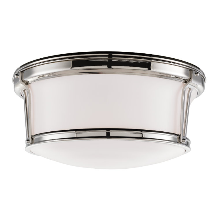Elegant Aged Brass 3-Light Flush Mount with Glossy Opal Shade