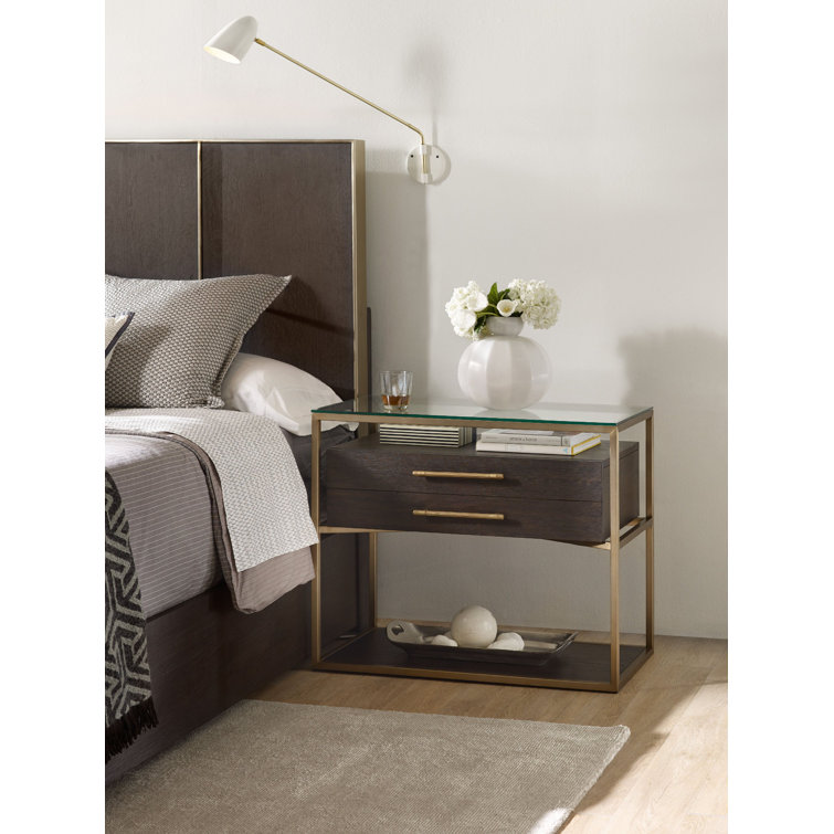 Midnight Glass and Brass 1-Drawer Nightstand