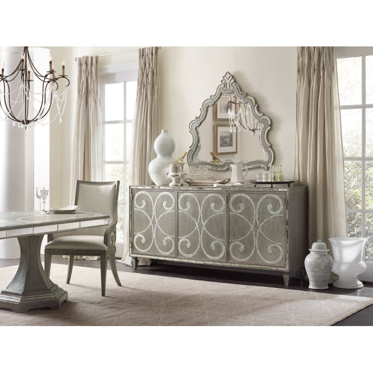 Beige Mirrored Poplar Traditional Media Console