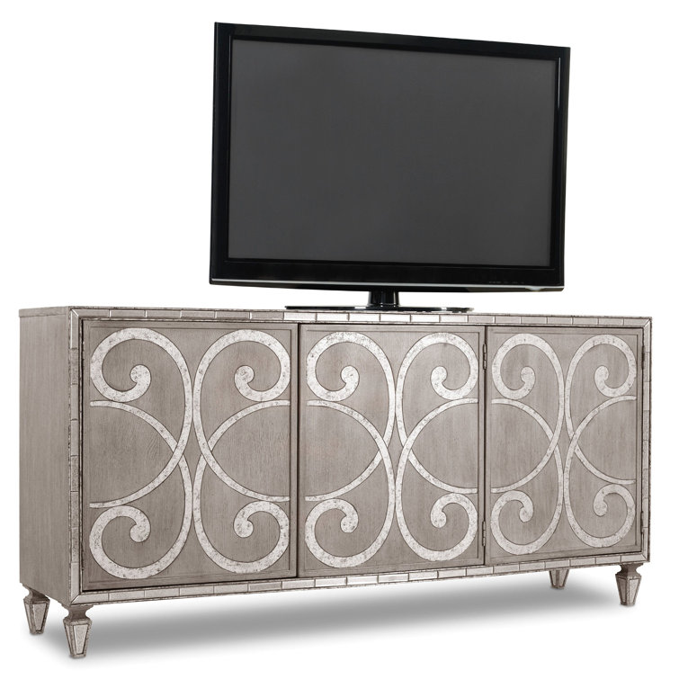 Beige Mirrored Poplar Traditional Media Console