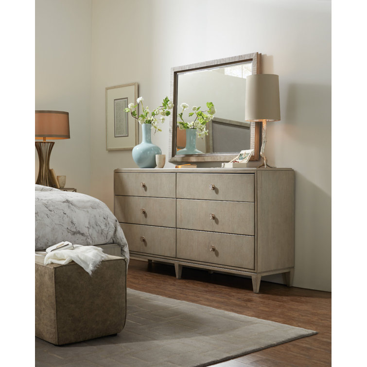 Gray Light Wood 6-Drawer Dresser with Dovetail Drawer