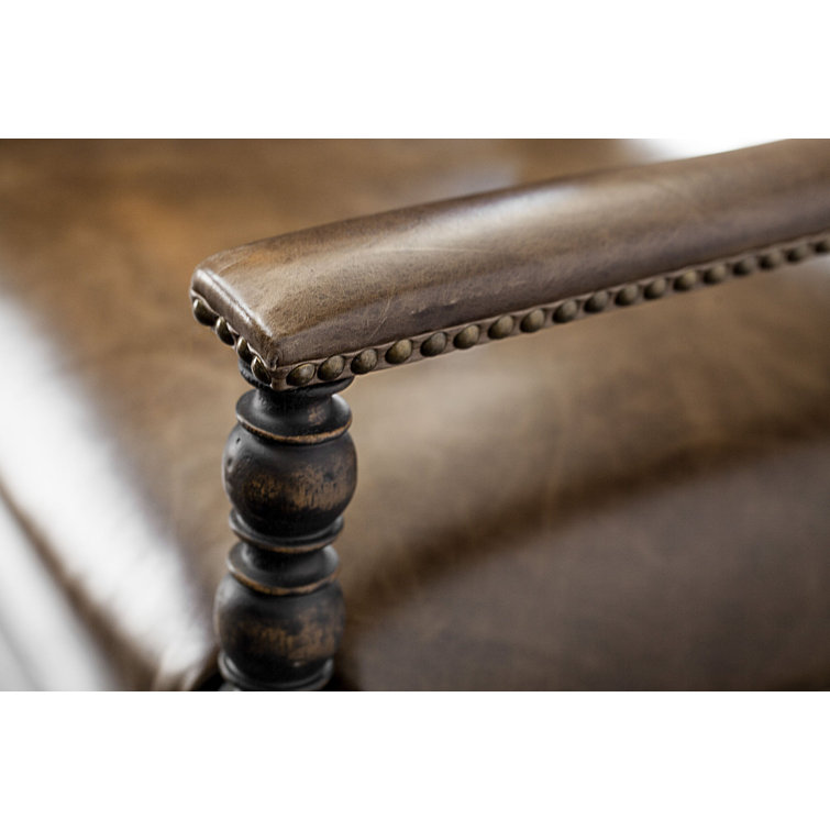 Hill Country Beige and Brown Leather Armchair